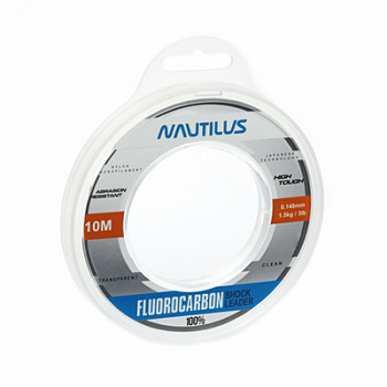 Леска Nautilus Fluorocarbon Shock leader 100% 0,148мм.,1,5кг, 10м.clean NEW