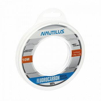 Леска Nautilus Fluorocarbon Shock leader 100% 0,121мм.,1,2кг, 10м.clean NEW