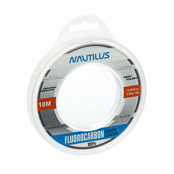 Леска Nautilus Fluorocarbon Shock leader 100% 0,202мм.,2,8кг, 10м.clean NEW