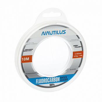 Леска Nautilus Fluorocarbon Shock leader 100% 0,302мм.,6,5кг, 10м.clean NEW